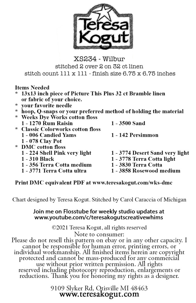 XS234 Wilbur supply list for kev