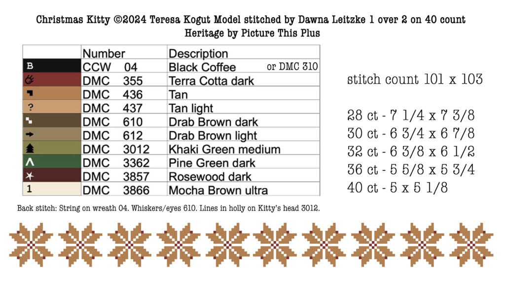 XS358 Christmas Kitty symbol page