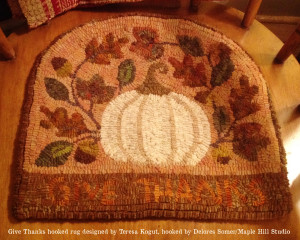 GIVE thanks hooked rug by delores somer maple hill wool studio